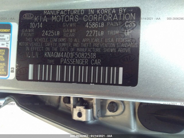 Photo 8 VIN: KNAGM4AD1F5082518 - KIA OPTIMA HYBRID 