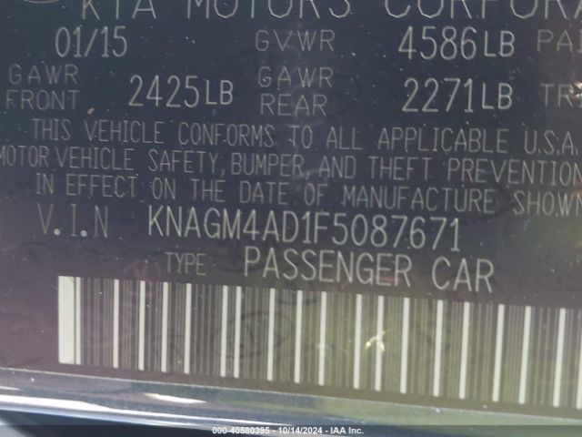 Photo 8 VIN: KNAGM4AD1F5087671 - KIA OPTIMA 