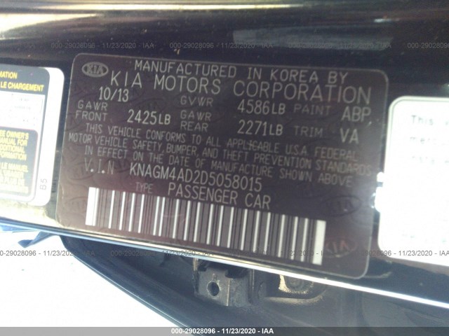 Photo 8 VIN: KNAGM4AD2D5058015 - KIA OPTIMA HYBRID 