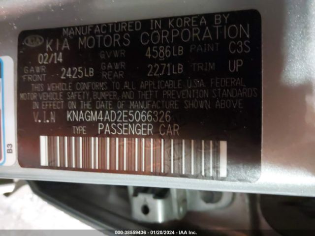 Photo 8 VIN: KNAGM4AD2E5066326 - KIA OPTIMA HYBRID 