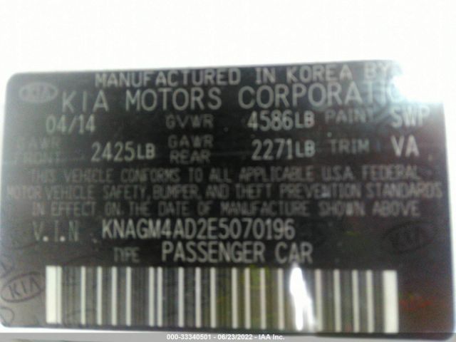 Photo 8 VIN: KNAGM4AD2E5070196 - KIA OPTIMA HYBRID 