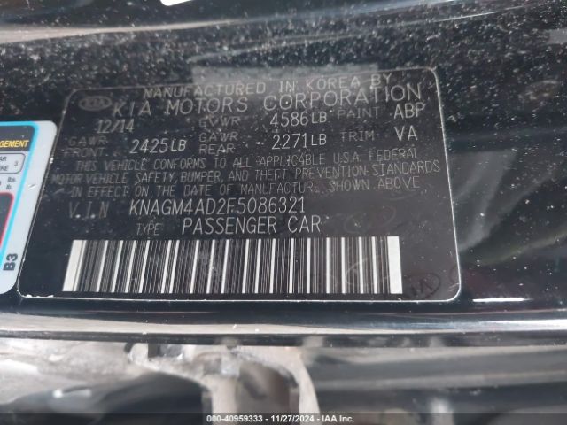 Photo 8 VIN: KNAGM4AD2F5086321 - KIA OPTIMA 