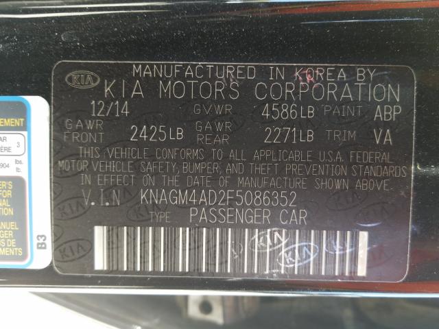 Photo 9 VIN: KNAGM4AD2F5086352 - KIA OPTIMA HYB 