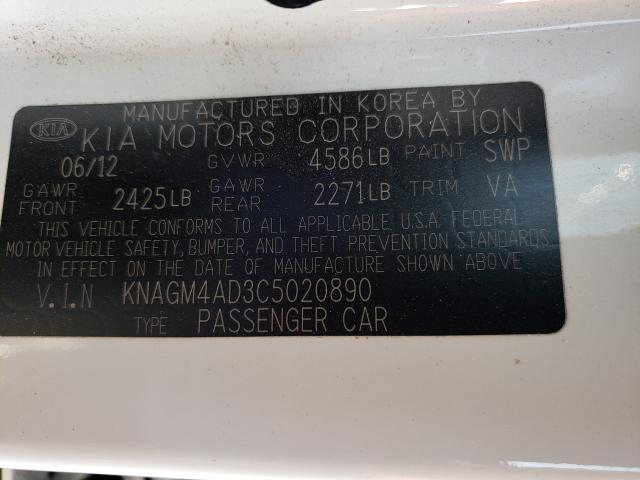 Photo 9 VIN: KNAGM4AD3C5020890 - KIA OPTIMA HYB 