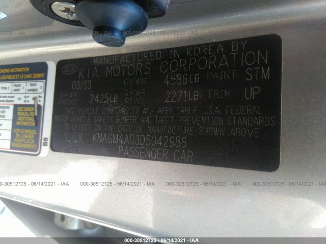 Photo 8 VIN: KNAGM4AD3D5042986 - KIA OPTIMA HYBRID 