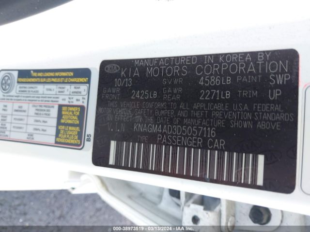 Photo 8 VIN: KNAGM4AD3D5057116 - KIA OPTIMA HYBRID 