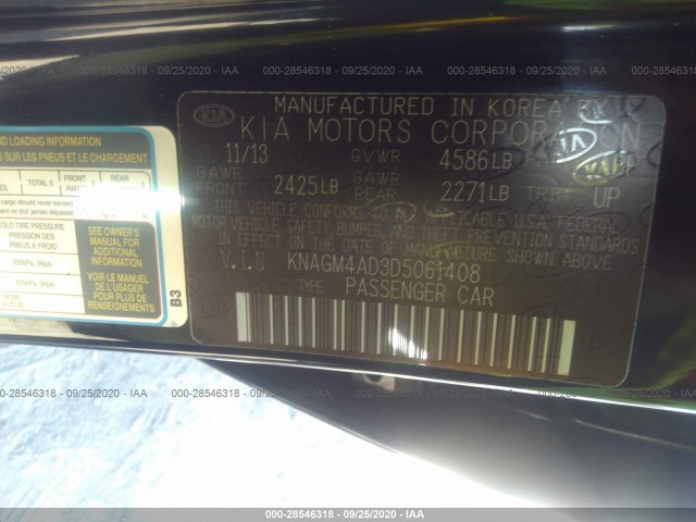 Photo 8 VIN: KNAGM4AD3D5061408 - KIA OPTIMA 