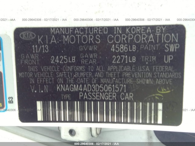 Photo 8 VIN: KNAGM4AD3D5061571 - KIA OPTIMA 