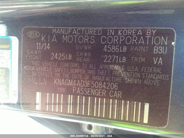 Photo 8 VIN: KNAGM4AD3F5084206 - KIA OPTIMA 