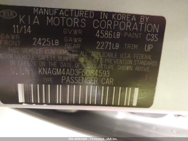 Photo 8 VIN: KNAGM4AD3F5084593 - KIA OPTIMA 