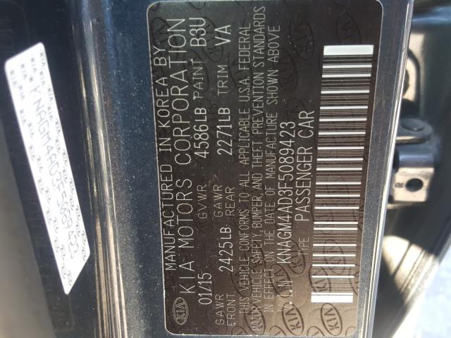 Photo 9 VIN: KNAGM4AD3F5089423 - KIA OPTIMA HYB 