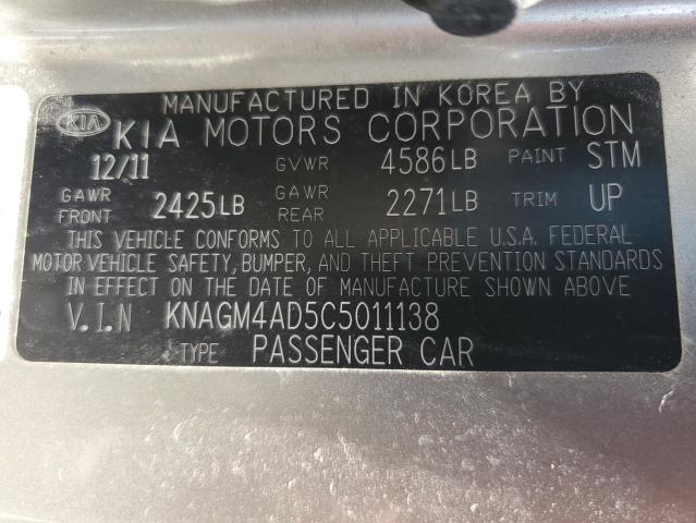 Photo 11 VIN: KNAGM4AD5C5011138 - KIA OPTIMA 