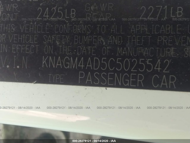 Photo 8 VIN: KNAGM4AD5C5025542 - KIA OPTIMA 