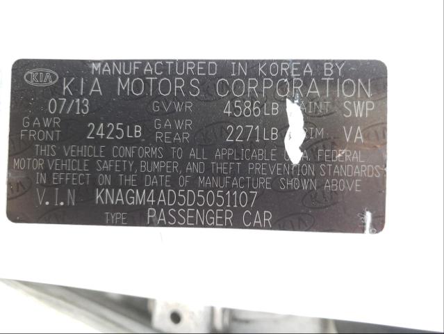 Photo 9 VIN: KNAGM4AD5D5051107 - KIA OPTIMA HYB 