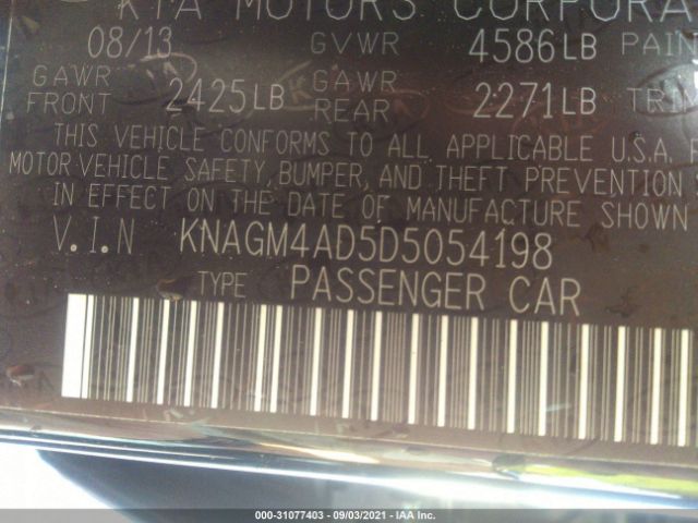 Photo 8 VIN: KNAGM4AD5D5054198 - KIA OPTIMA HYBRID 