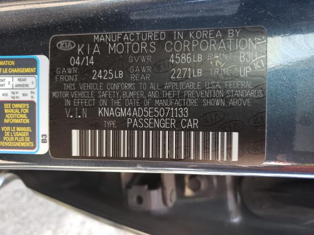 Photo 9 VIN: KNAGM4AD5E5071133 - KIA OPTIMA HYB 