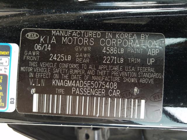 Photo 9 VIN: KNAGM4AD5E5075408 - KIA OPTIMA 