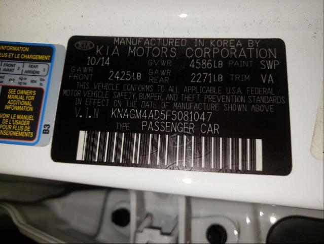 Photo 9 VIN: KNAGM4AD5F5081047 - KIA OPTIMA 