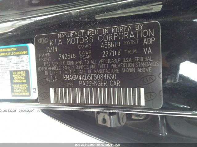 Photo 8 VIN: KNAGM4AD5F5084630 - KIA OPTIMA HYBRID 