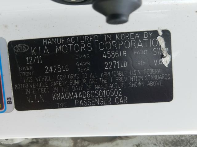 Photo 9 VIN: KNAGM4AD6C5010502 - KIA OPTIMA HYB 