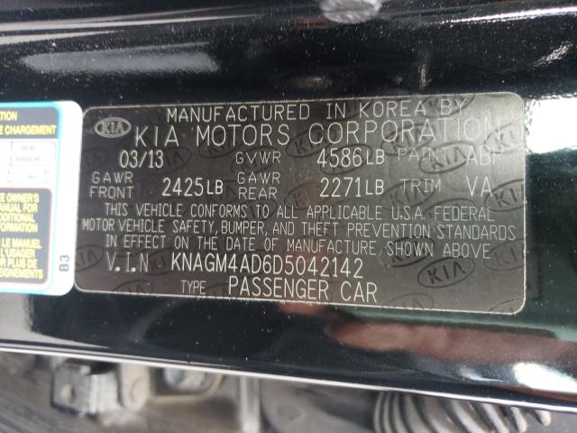 Photo 9 VIN: KNAGM4AD6D5042142 - KIA OPTIMA HYB 