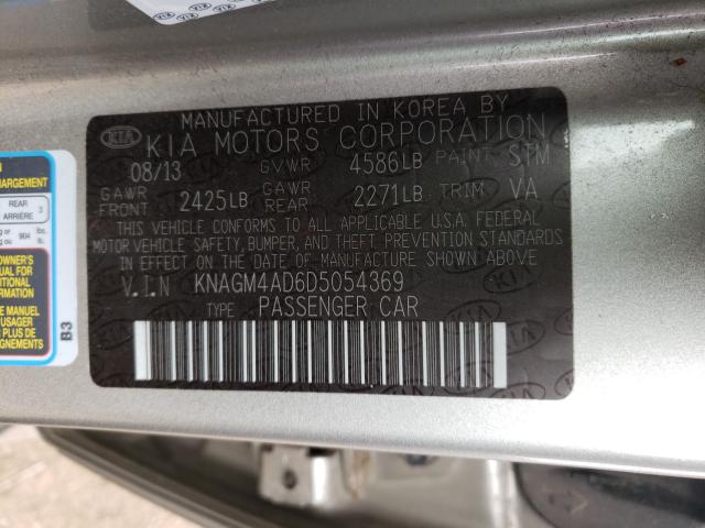 Photo 9 VIN: KNAGM4AD6D5054369 - KIA OPTIMA HYB 