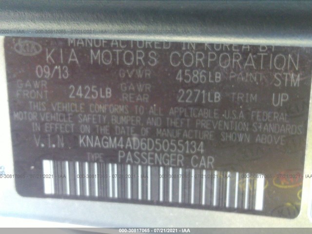 Photo 8 VIN: KNAGM4AD6D5055134 - KIA OPTIMA HYBRID 