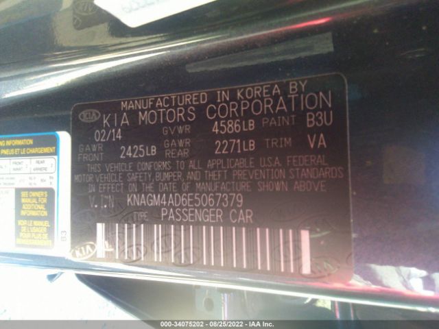 Photo 8 VIN: KNAGM4AD6E5067379 - KIA OPTIMA HYBRID 