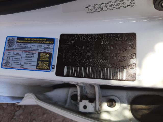 Photo 9 VIN: KNAGM4AD6G5095993 - KIA OPTIMA HYB 