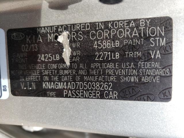 Photo 9 VIN: KNAGM4AD7D5038262 - KIA OPTIMA HYB 