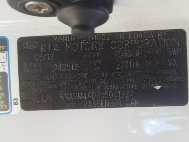 Photo 9 VIN: KNAGM4AD7D5041727 - KIA OPTIMA HYB 