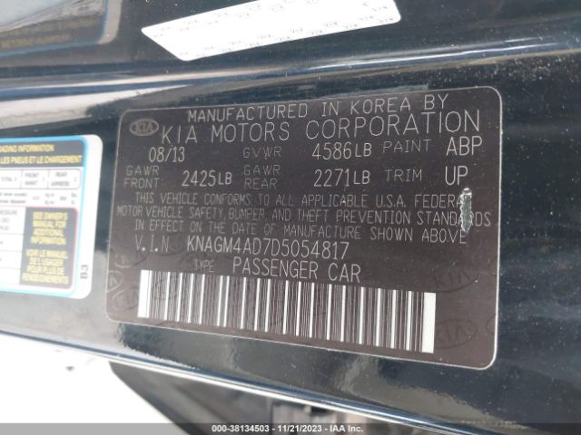 Photo 8 VIN: KNAGM4AD7D5054817 - KIA OPTIMA HYBRID 