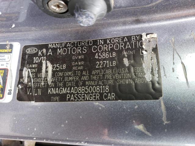 Photo 11 VIN: KNAGM4AD8B5008118 - KIA OPTIMA HYB 