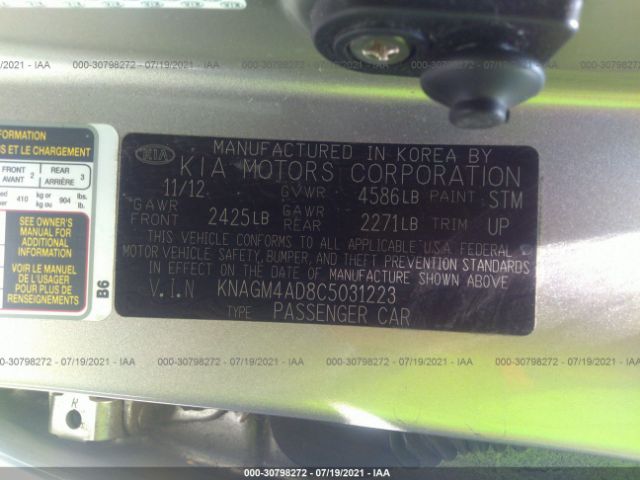 Photo 8 VIN: KNAGM4AD8C5031223 - KIA OPTIMA 