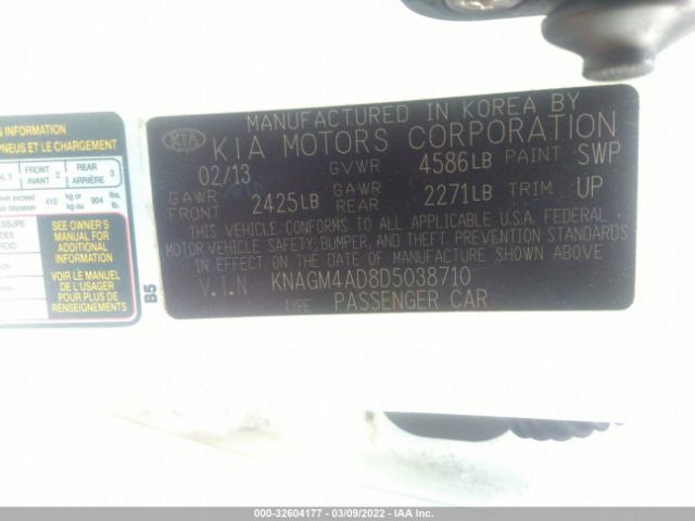 Photo 8 VIN: KNAGM4AD8D5038710 - KIA OPTIMA HYBRID 