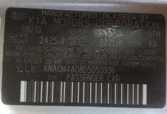 Photo 9 VIN: KNAGM4AD8D5053336 - KIA OPTIMA HYB 