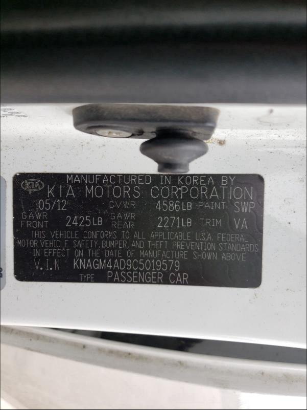 Photo 9 VIN: KNAGM4AD9C5019579 - KIA OPTIMA HYB 