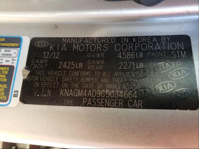 Photo 9 VIN: KNAGM4AD9C5034664 - KIA OPTIMA HYB 