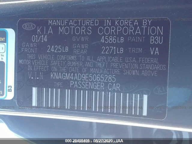 Photo 8 VIN: KNAGM4AD9E5065285 - KIA OPTIMA HYBRID 