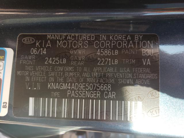 Photo 9 VIN: KNAGM4AD9E5075668 - KIA OPTIMA HYB 