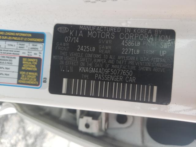 Photo 9 VIN: KNAGM4AD9F5077650 - KIA OPTIMA HYB 