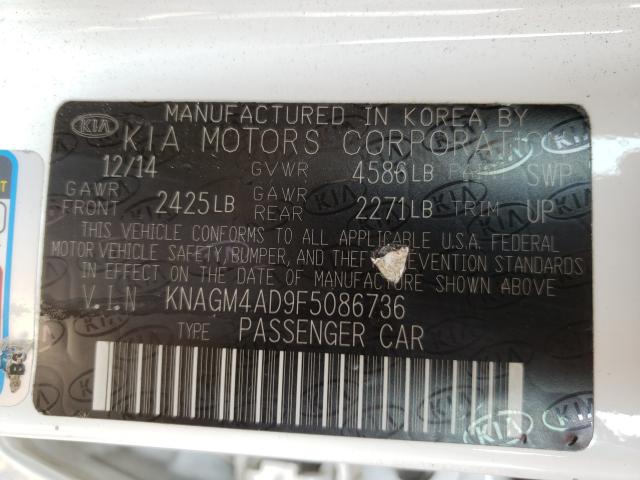 Photo 9 VIN: KNAGM4AD9F5086736 - KIA OPTIMA HYB 