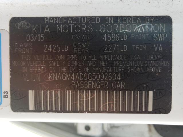 Photo 12 VIN: KNAGM4AD9G5092604 - KIA OPTIMA HYBRID 