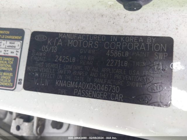 Photo 8 VIN: KNAGM4ADXD5046730 - KIA OPTIMA HYBRID 