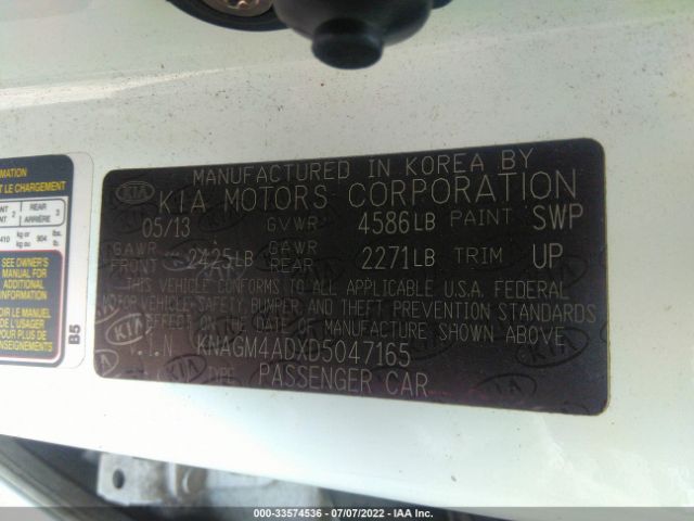 Photo 8 VIN: KNAGM4ADXD5047165 - KIA OPTIMA HYBRID 