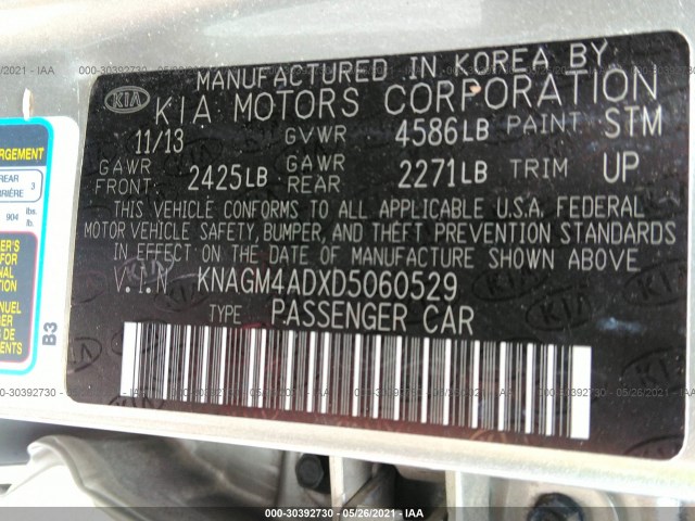 Photo 8 VIN: KNAGM4ADXD5060529 - KIA OPTIMA HYBRID 