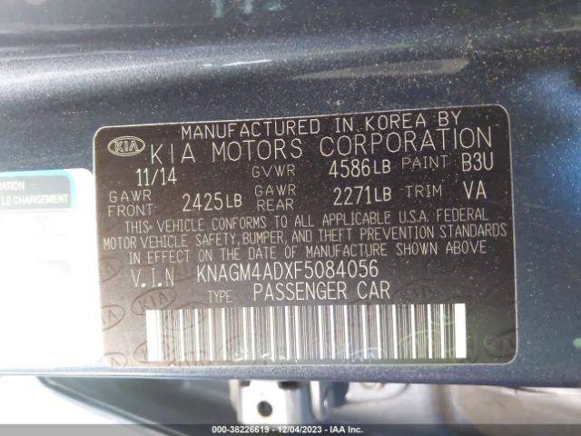 Photo 8 VIN: KNAGM4ADXF5084056 - KIA OPTIMA HYBRID 