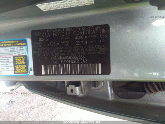 Photo 8 VIN: KNAGM4ADXG5092885 - KIA OPTIMA 