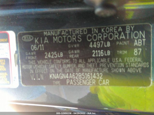 Photo 8 VIN: KNAGN4A62B5161432 - KIA OPTIMA 