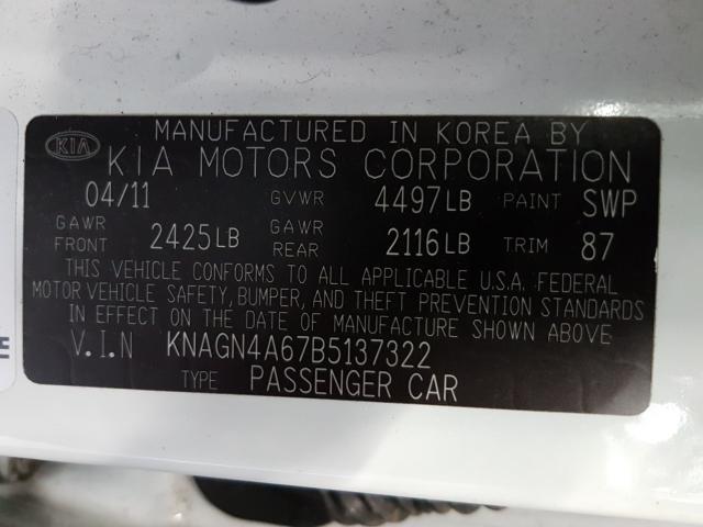 Photo 9 VIN: KNAGN4A67B5137322 - KIA OPTIMA EX 